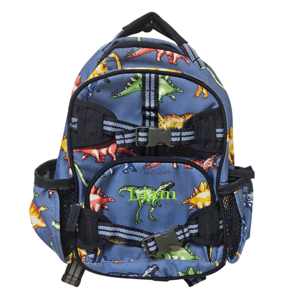 Pottery Barn Kids Dinosaur Backpack Blue Mini Liam‎ Personalized Dino Print